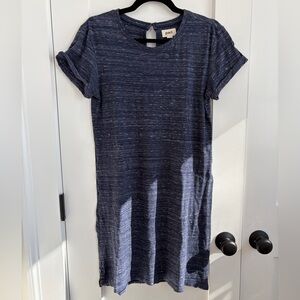 Pact Women’s T-Shirt Dress Cuffed Sleeves Keyhole Back Blue Heather Size XS